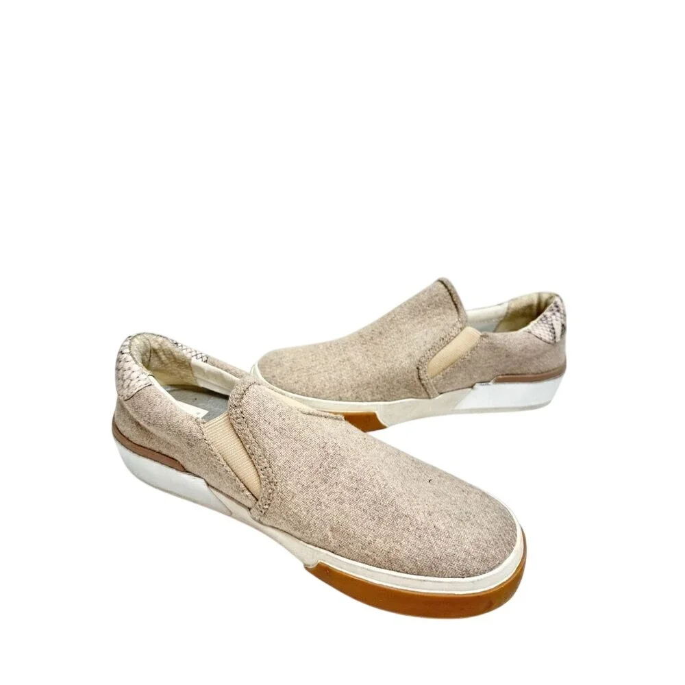 Dolce Vita‎ Zaylor Taupe Fabric Snakeskin Slip On Sneakers Womens Size 5M
